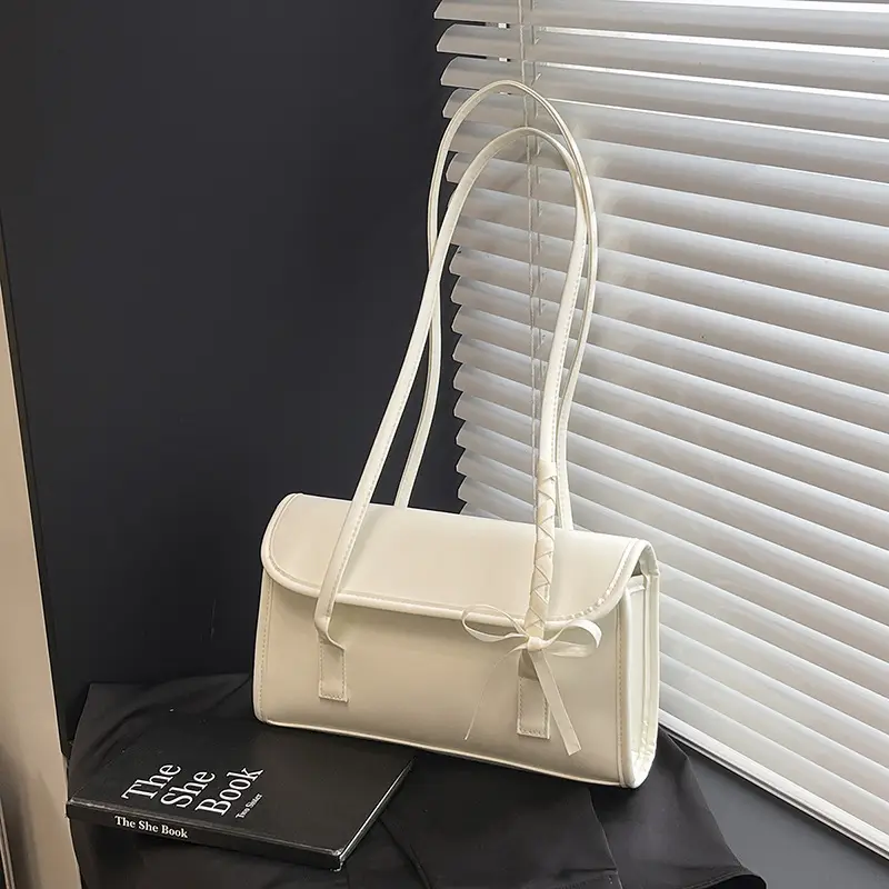 Women's White Bow Tie Shoulder Bag 2025