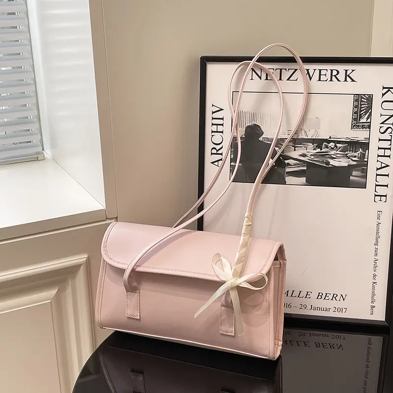 Women's White Bow Tie Shoulder Bag 2025
