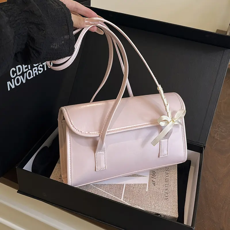 Women's White Bow Tie Shoulder Bag 2025