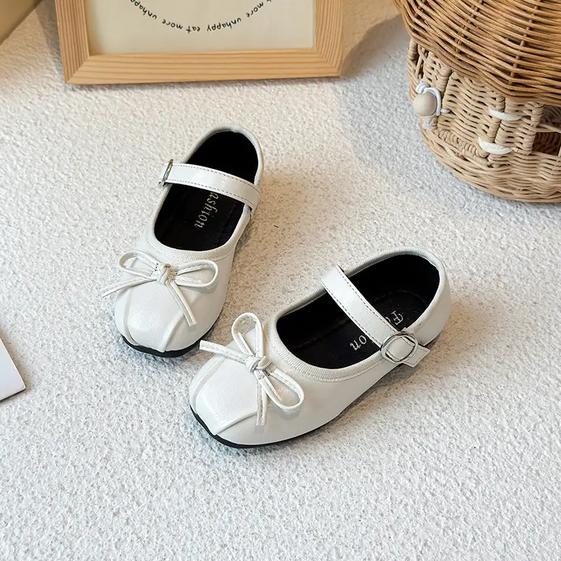 2025 Girls Silver Bow Princess Shoes for Baby Toddler