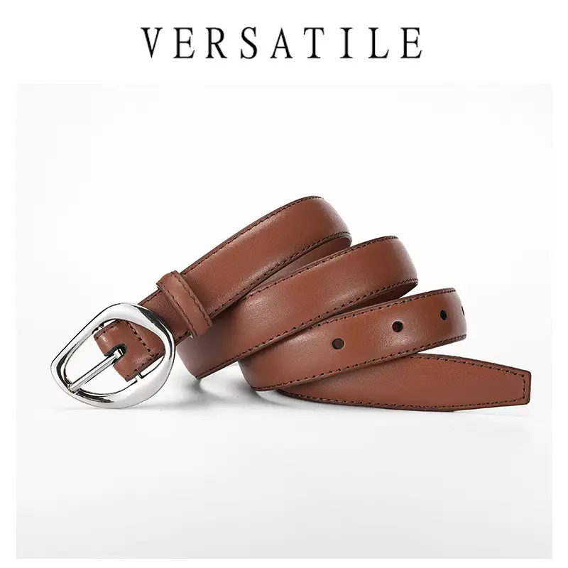 Women's Genuine Leather Belt with Silver Buckle - Image 7