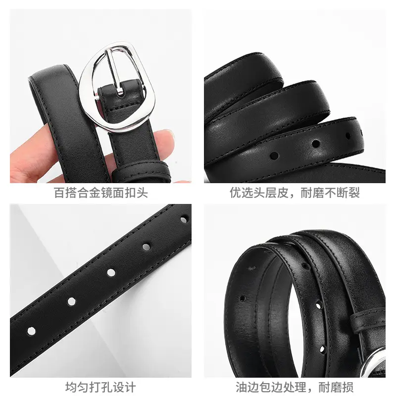 Women's Genuine Leather Belt with Silver Buckle - Image 8