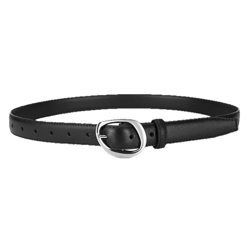 Women's Genuine Leather Belt with Silver Buckle - Image 10