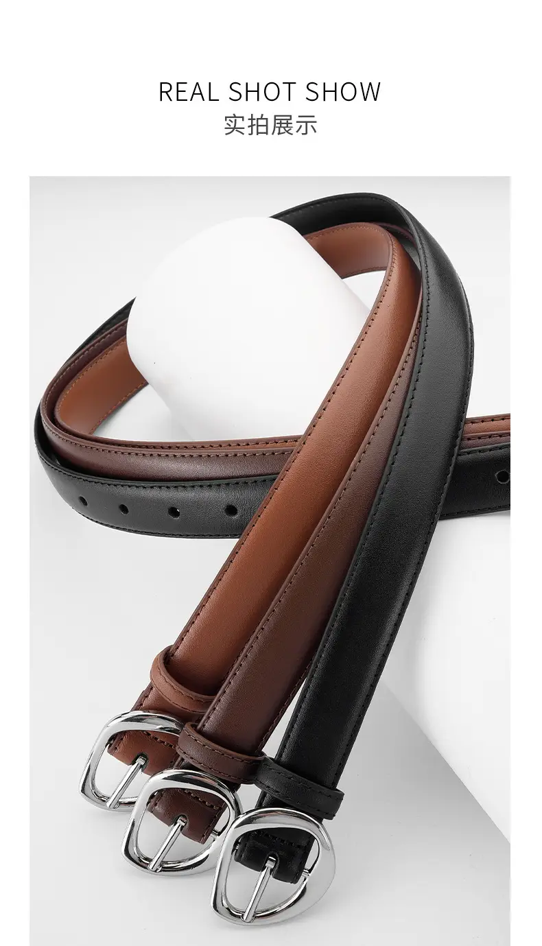 Women's Genuine Leather Belt with Silver Buckle β feature 13