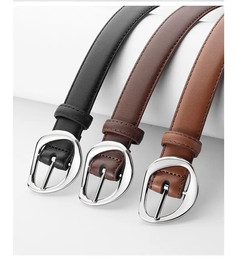 Women's Genuine Leather Belt with Silver Buckle β feature 14