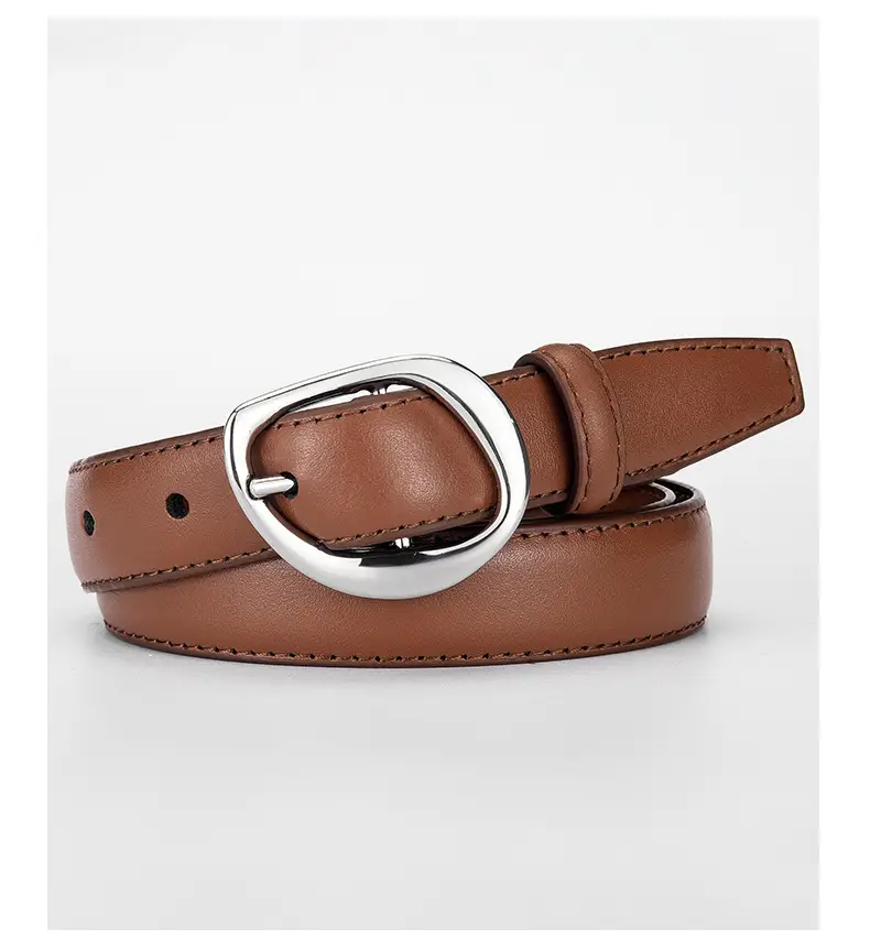 Women's Genuine Leather Belt with Silver Buckle β feature 17