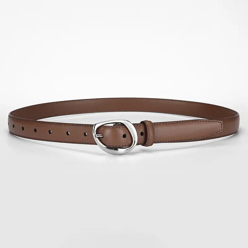 Women's Genuine Leather Belt with Silver Buckle - Image 2