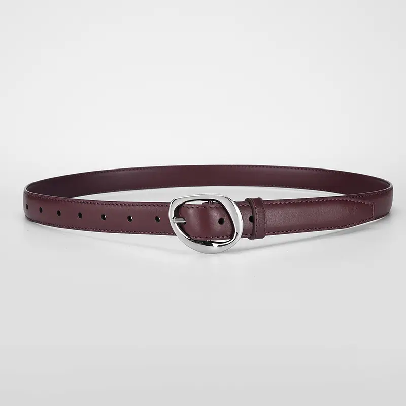 Women's Genuine Leather Belt with Silver Buckle - Image 4