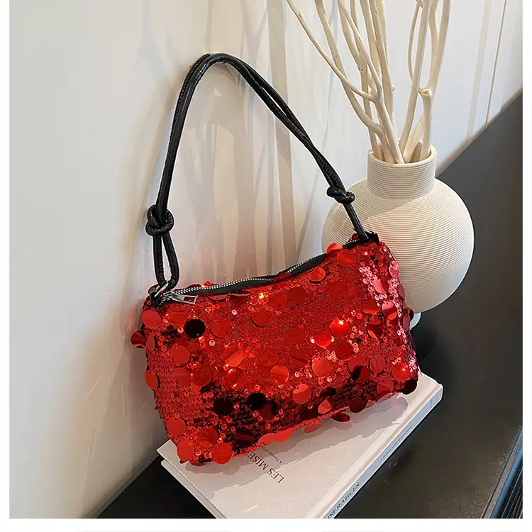 2025 Korean Underarm Bag for Women Silver Sequin — feature 15