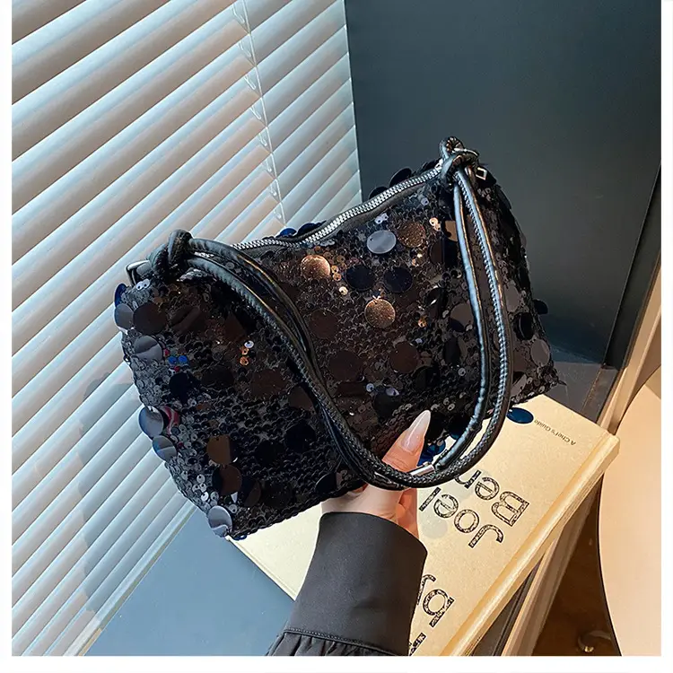 2025 Korean Underarm Bag for Women Silver Sequin — feature 17