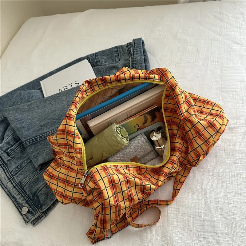 Korean Plaid Tote Bag Large Capacity Commuter Shoulder Bag - Image 5