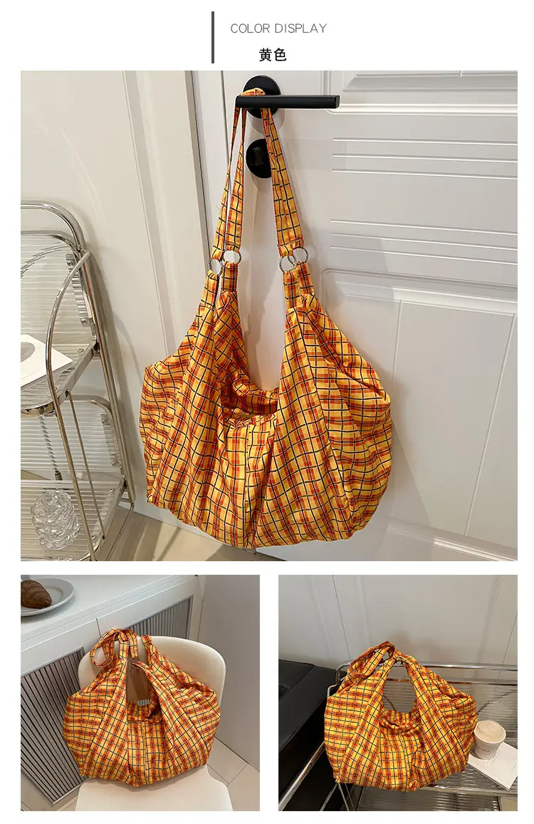 Korean Plaid Tote Bag Large Capacity Commuter Shoulder Bag — feature 20