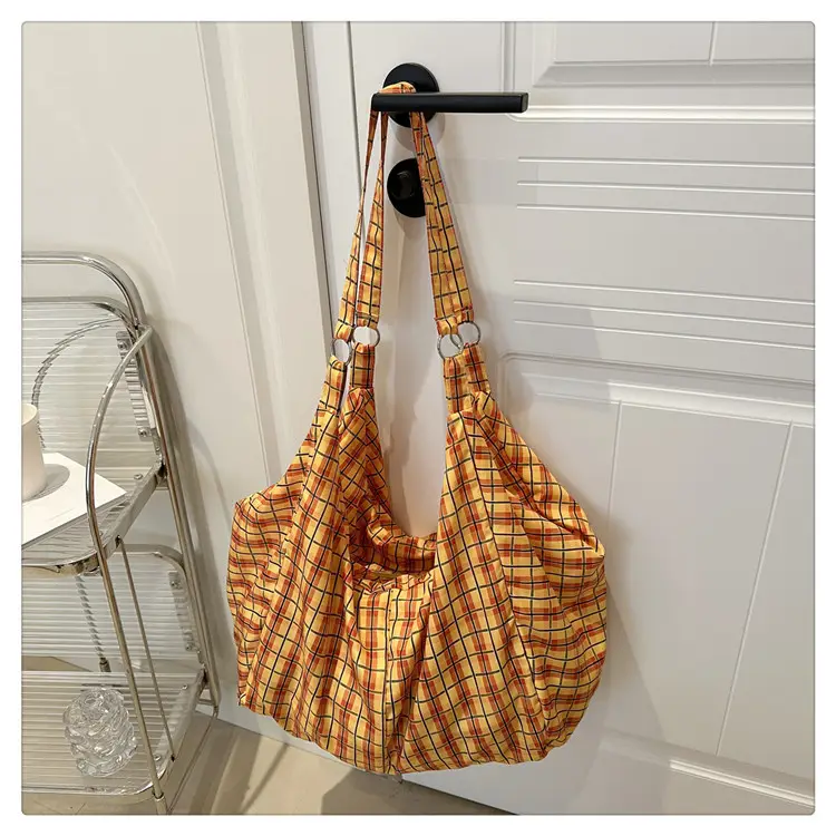 Korean Plaid Tote Bag Large Capacity Commuter Shoulder Bag — feature 49