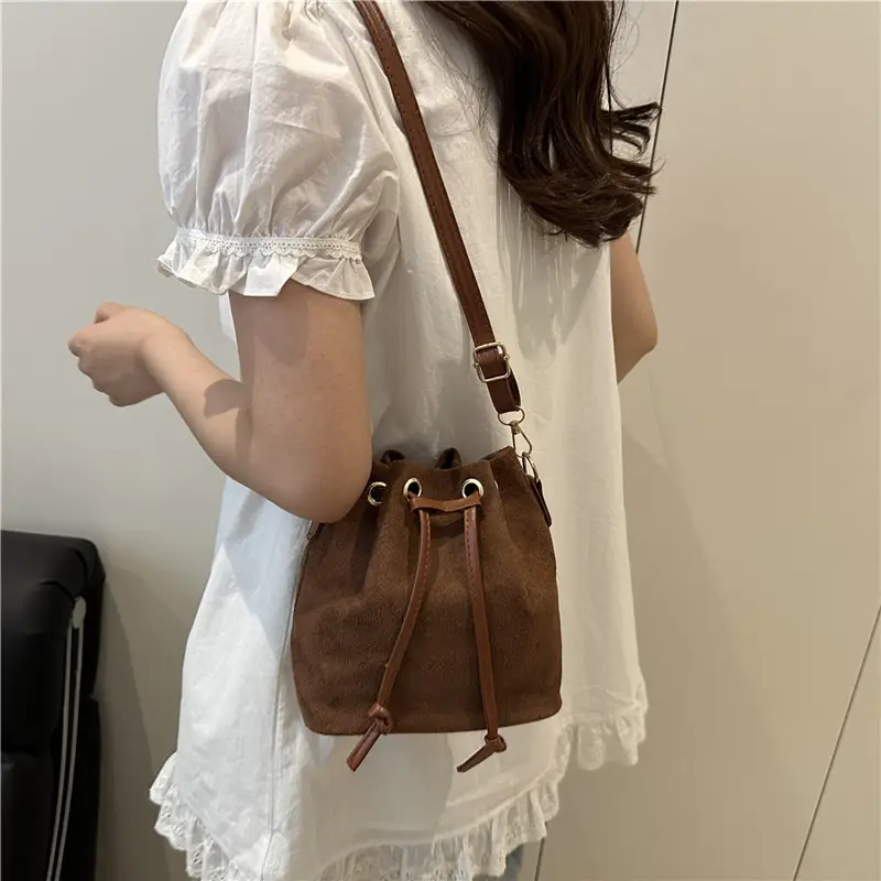 Black Drawstring Bucket Bag for Women 2025 - Image 8