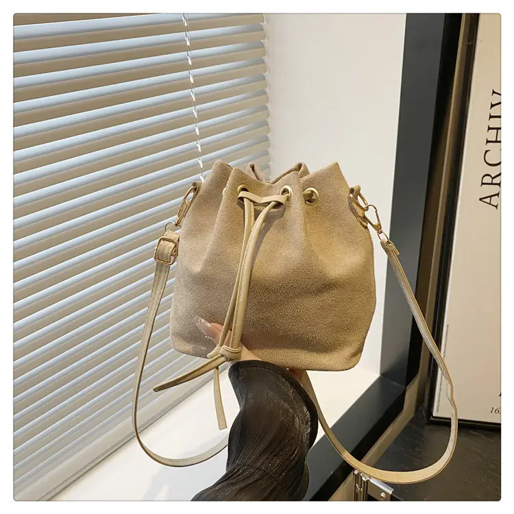 Black Drawstring Bucket Bag for Women 2025 - Image 2