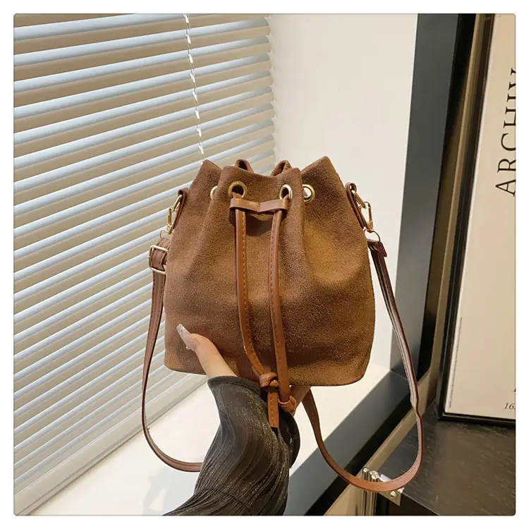 Black Drawstring Bucket Bag for Women 2025 - Image 3