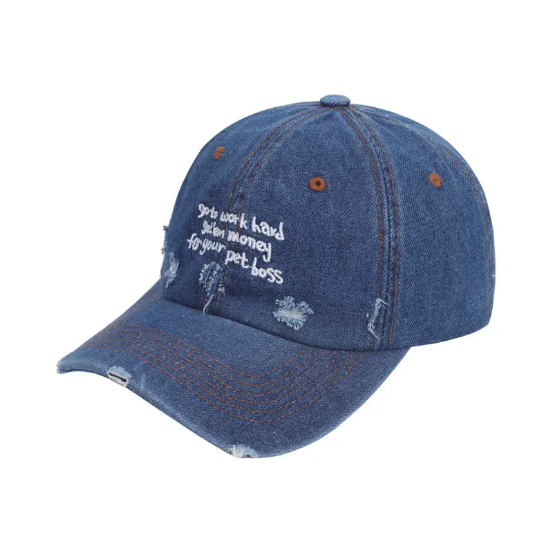 American Letter Denim Baseball Cap for Women with Wide Brim - Image 9