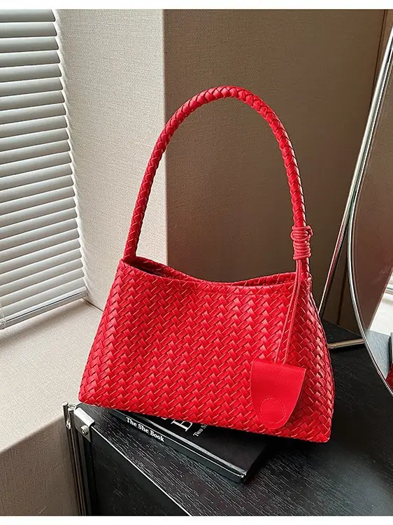 Black Woven Crossbody Bag for Women