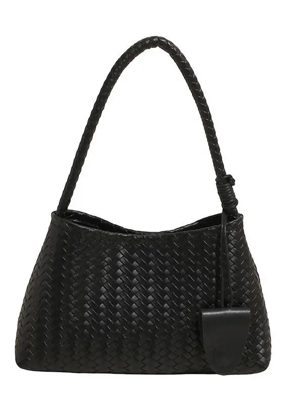 Black Woven Crossbody Bag for Women