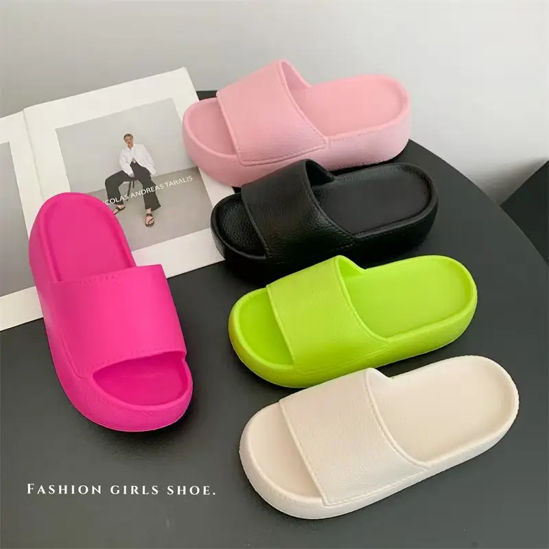 Women Thick Sole Slippers 2025 Summer Pink Black Green White - Image 7