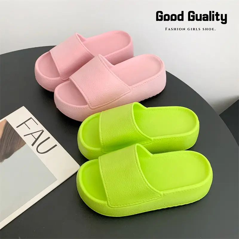 Women Thick Sole Slippers 2025 Summer Pink Black Green White - Image 8