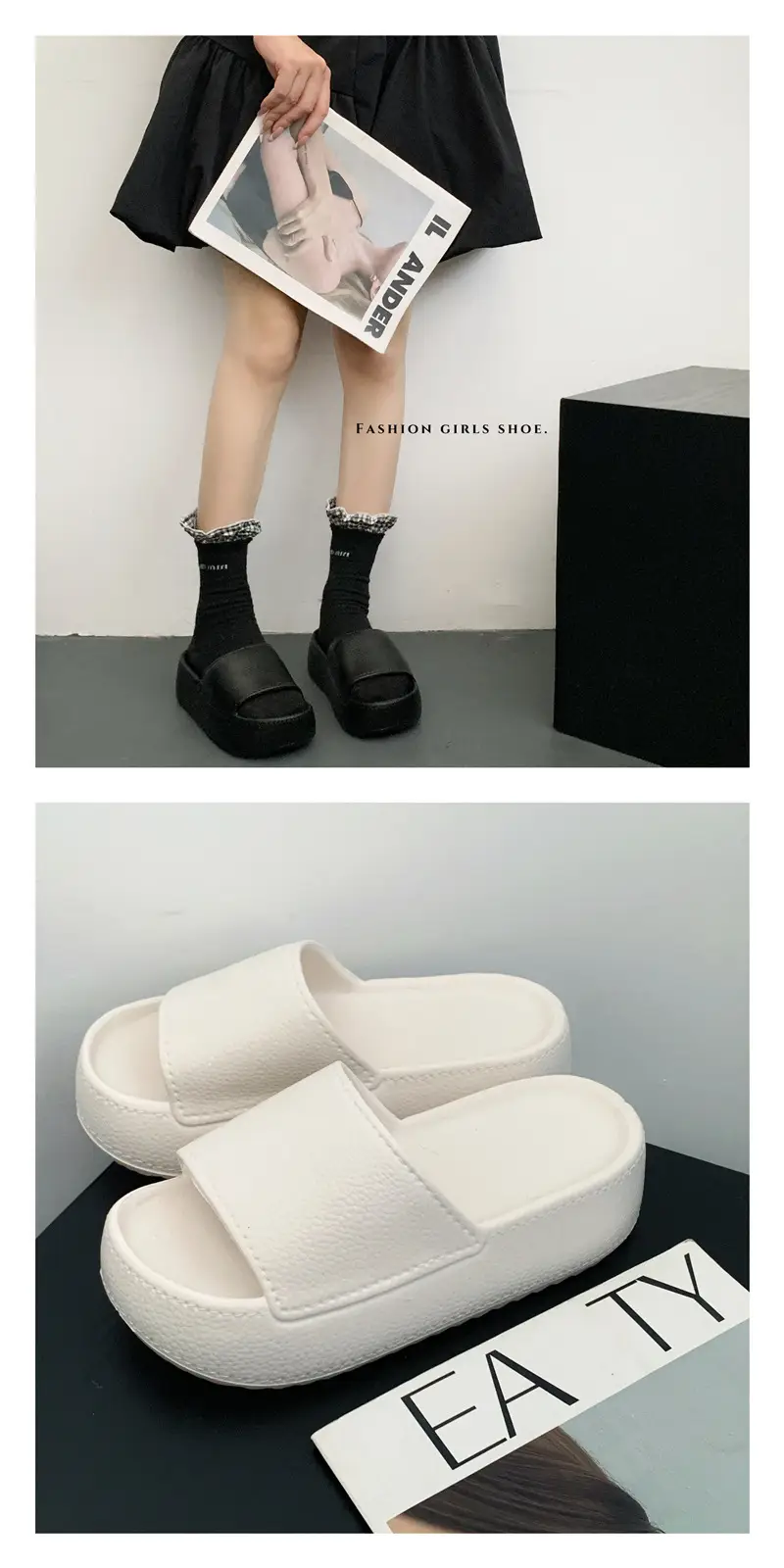 Women Thick Sole Slippers 2025 Summer Pink Black Green White — feature 6