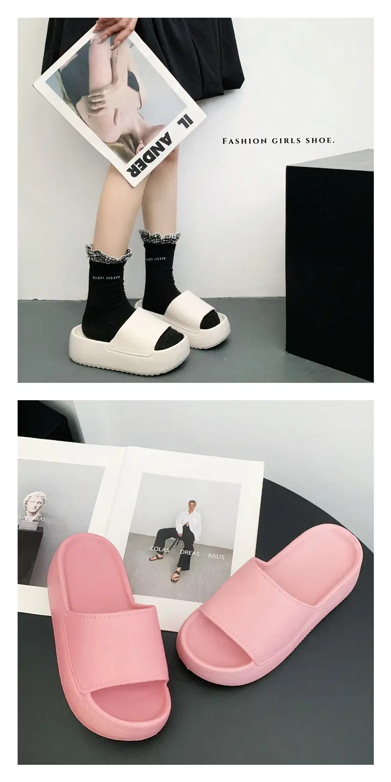 Women Thick Sole Slippers 2025 Summer Pink Black Green White — feature 7