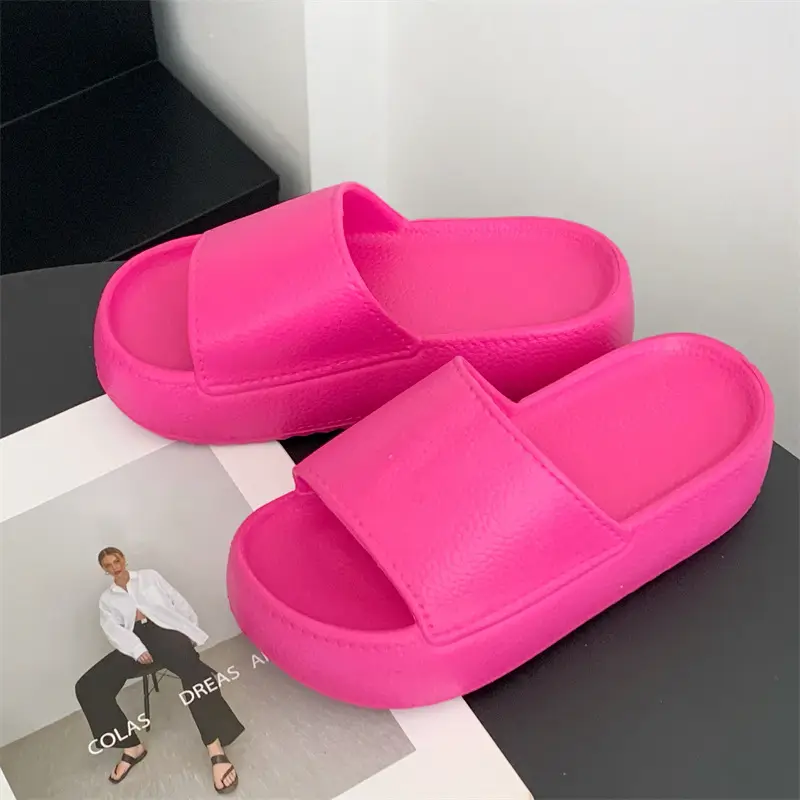 Women Thick Sole Slippers 2025 Summer Pink Black Green White - Image 4