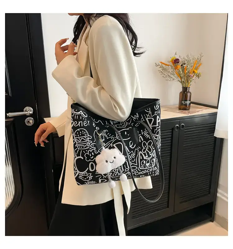 Women Graffiti Canvas Shoulder Bag 2025 New Casual Large Capacity — feature 12