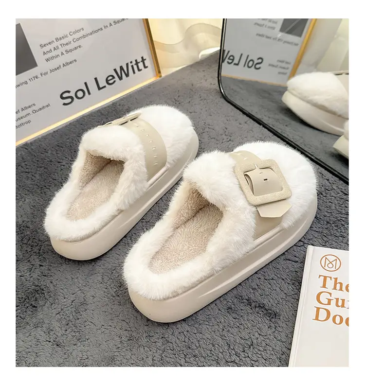 Women's Winter Furry Slippers Belt Buckle Warm Plush 2025 — feature 6