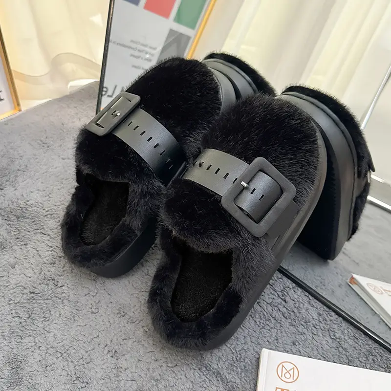 Women's Winter Furry Slippers Belt Buckle Warm Plush 2025 - Image 4