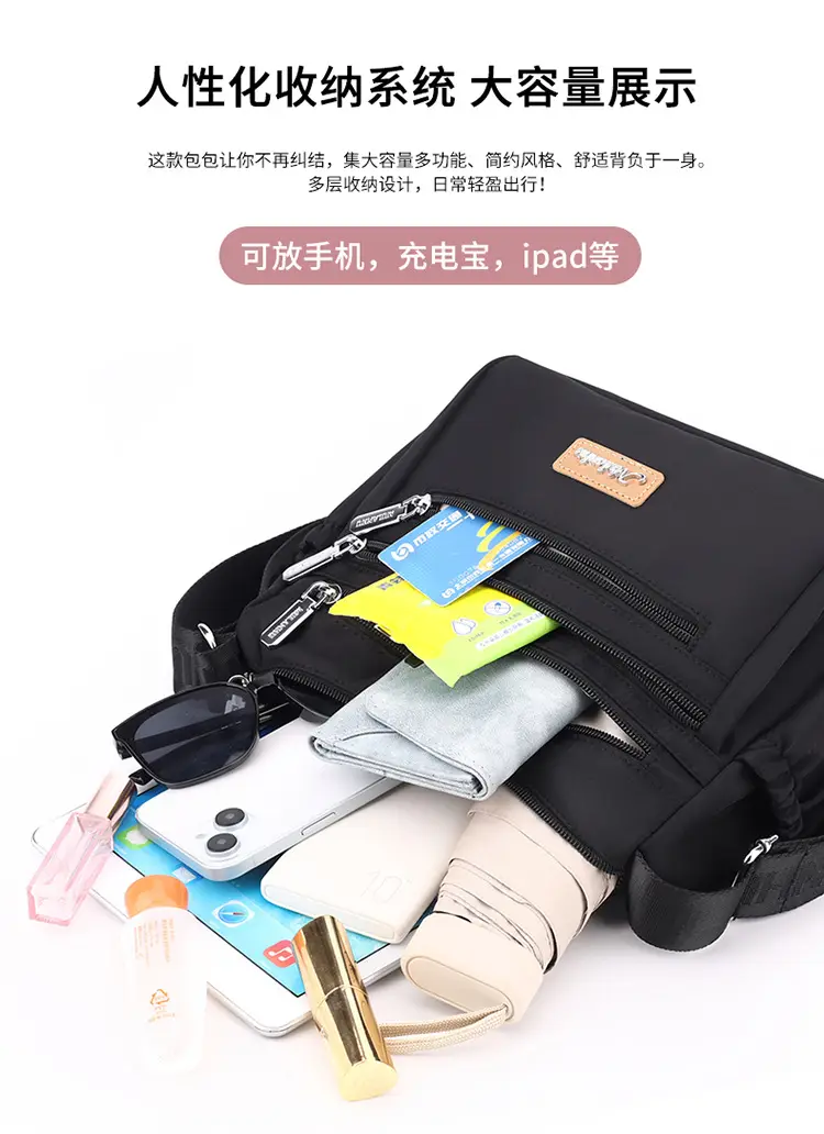 Maroon Oxford Crossbody Bag with Zip Pockets for Women — feature 10
