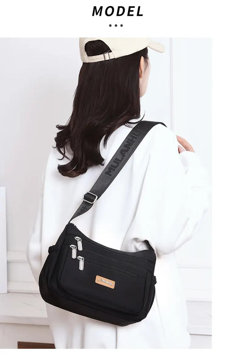 Maroon Oxford Crossbody Bag with Zip Pockets for Women — feature 15