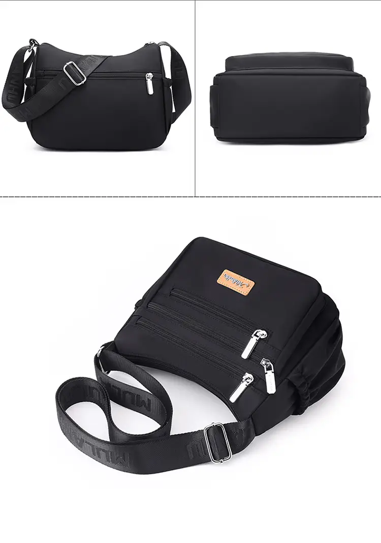 Maroon Oxford Crossbody Bag with Zip Pockets for Women — feature 24