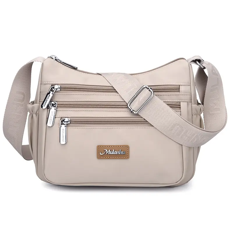 Maroon Oxford Crossbody Bag with Zip Pockets for Women - Image 2