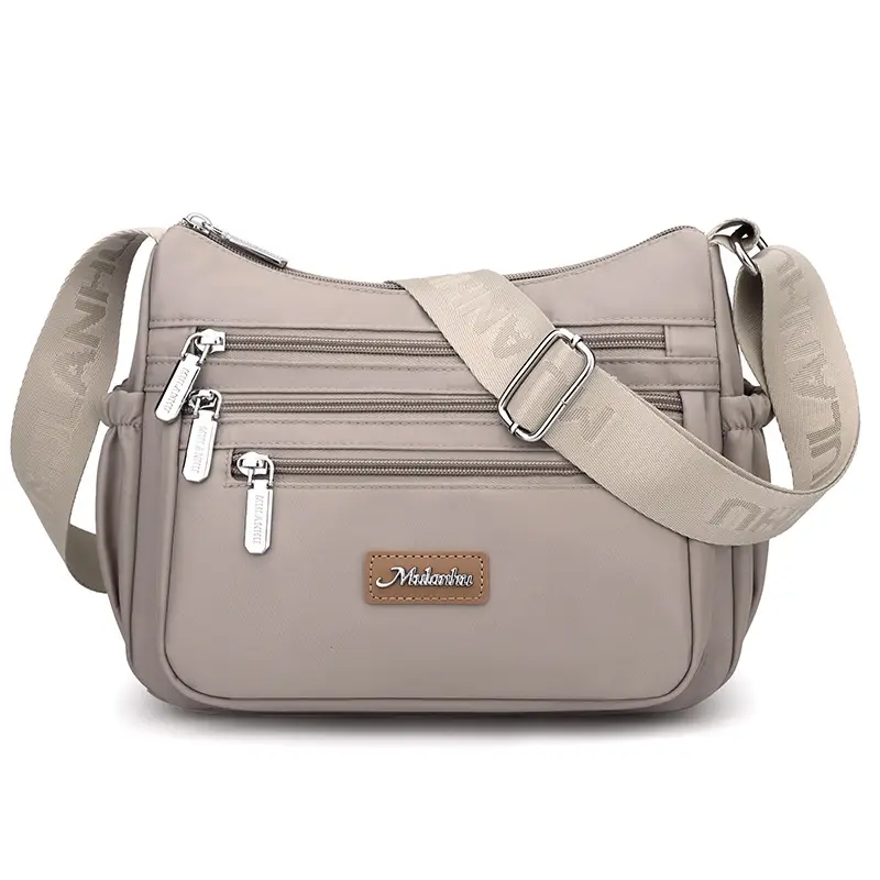 Maroon Oxford Crossbody Bag with Zip Pockets for Women - Image 5