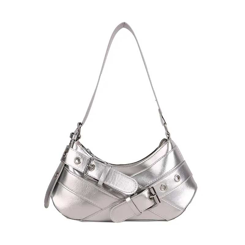 Silver Crossbody Bag with Adjustable Strap for Women - Image 9