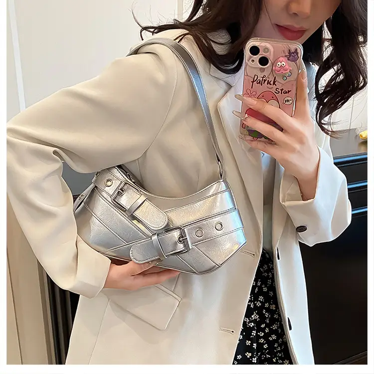 Silver Crossbody Bag with Adjustable Strap for Women — feature 11