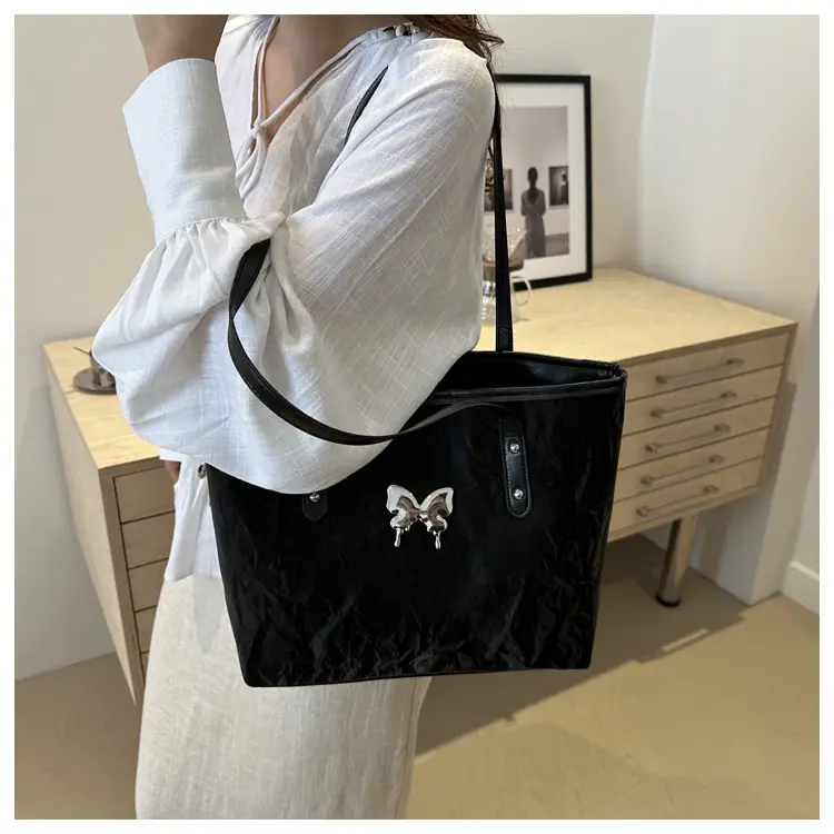 Pink Butterfly Shoulder Bag for Women Large Capacity Tote — feature 21