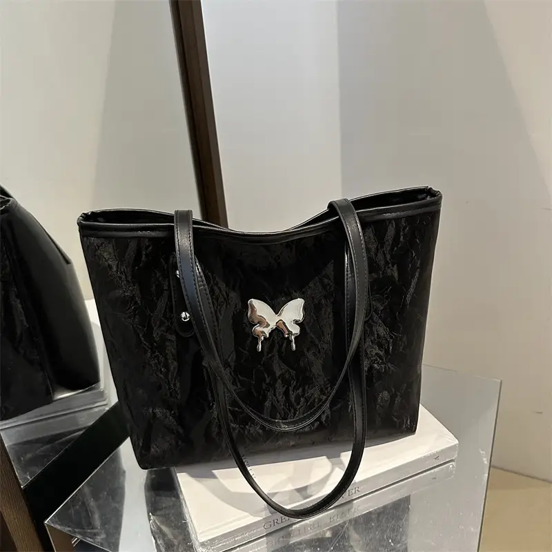 Pink Butterfly Shoulder Bag for Women Large Capacity Tote - Image 3