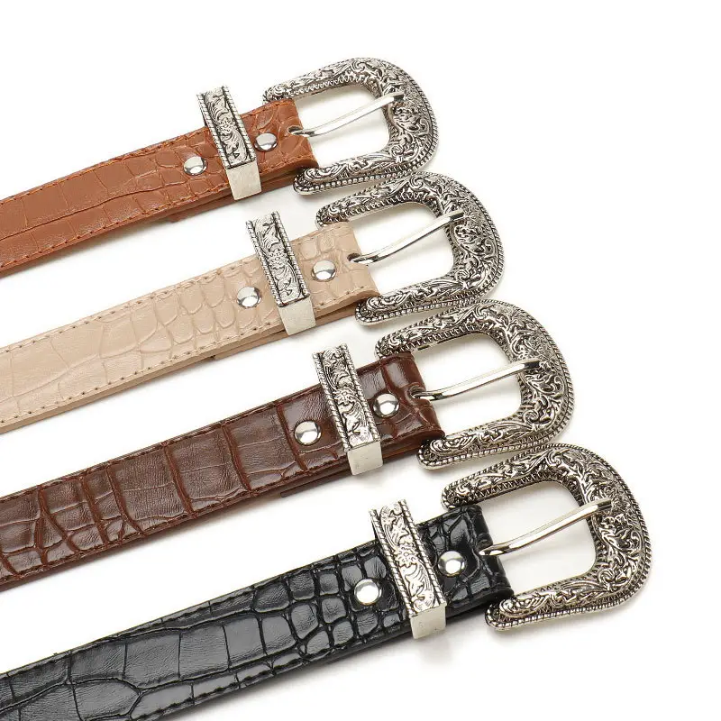 Cross-Border Retro Belt Set Women's Carved Buckle Belt - Image 6
