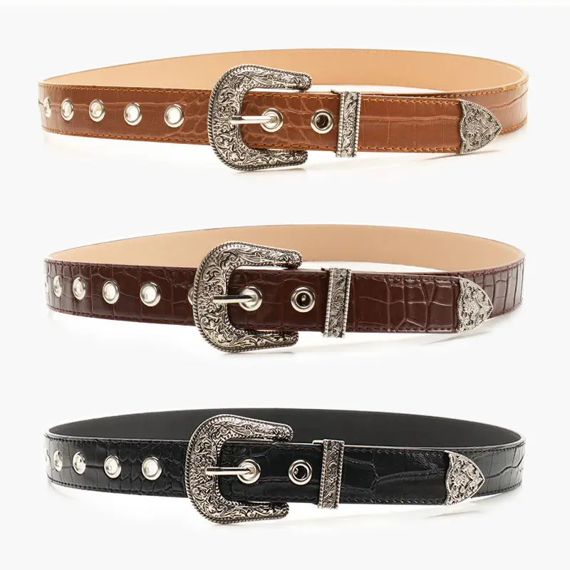 Cross-Border Retro Belt Set Women's Carved Buckle Belt - Image 7