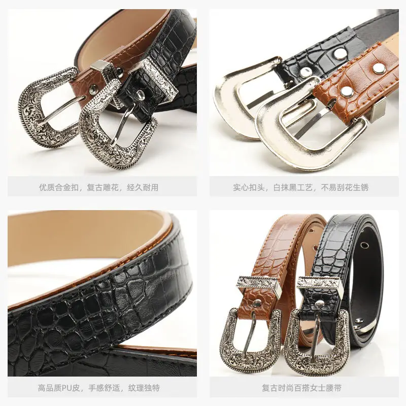 Cross-Border Retro Belt Set Women's Carved Buckle Belt - Image 8