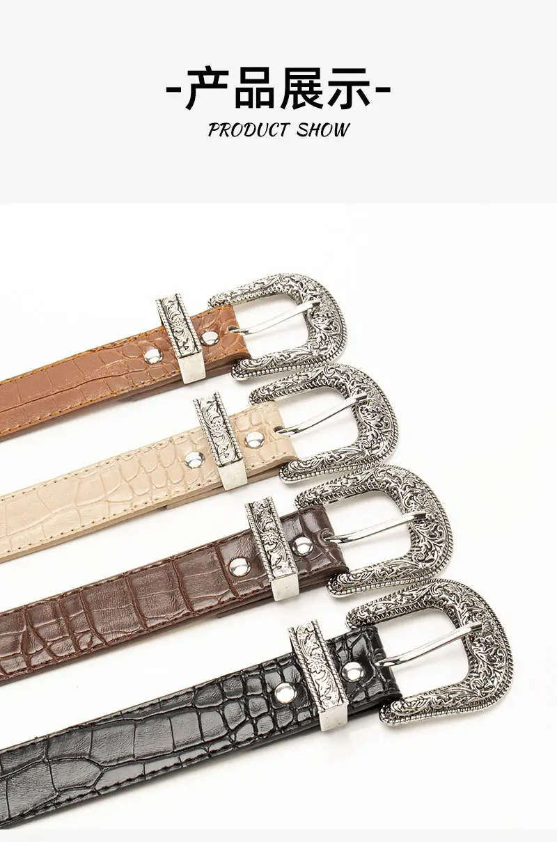 Cross-Border Retro Belt Set Women's Carved Buckle Belt — feature 19