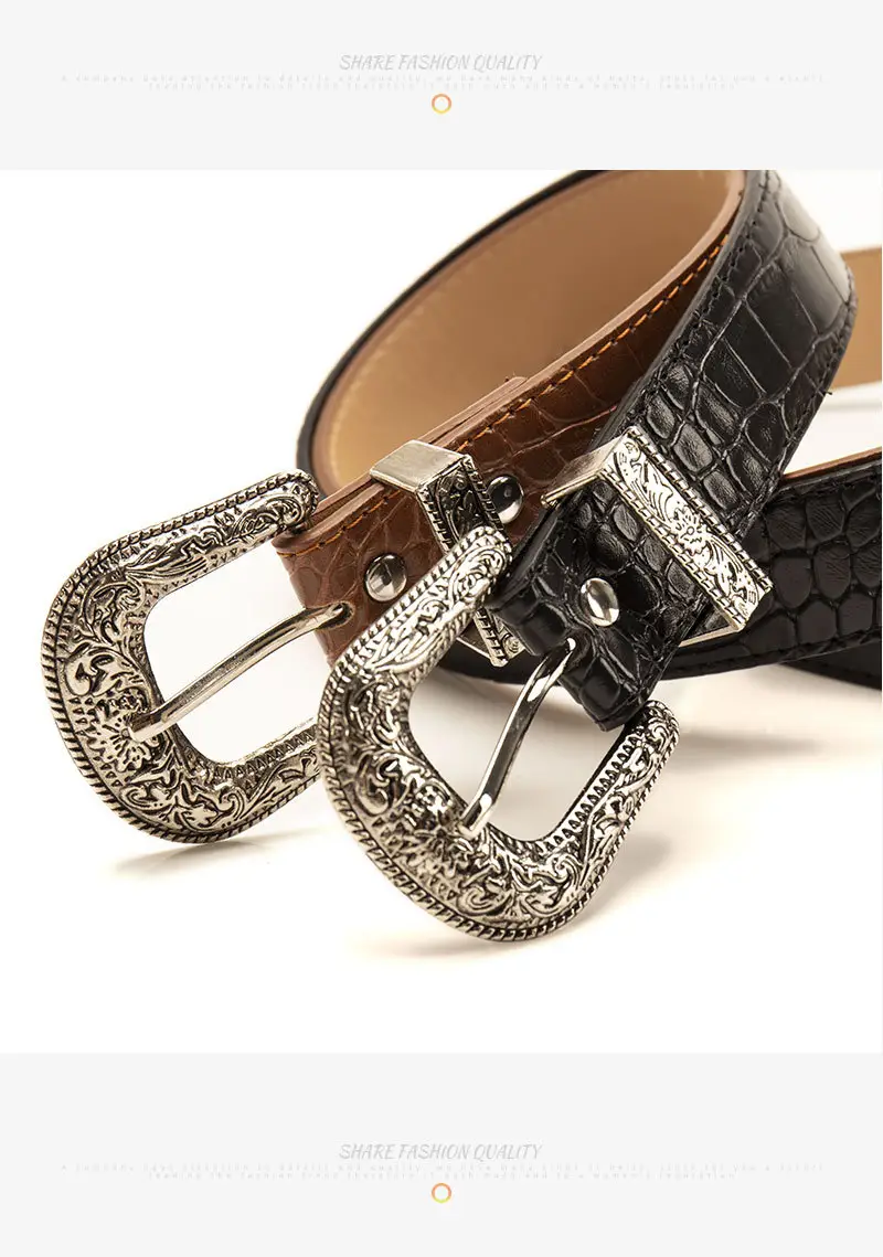 Cross-Border Retro Belt Set Women's Carved Buckle Belt — feature 20