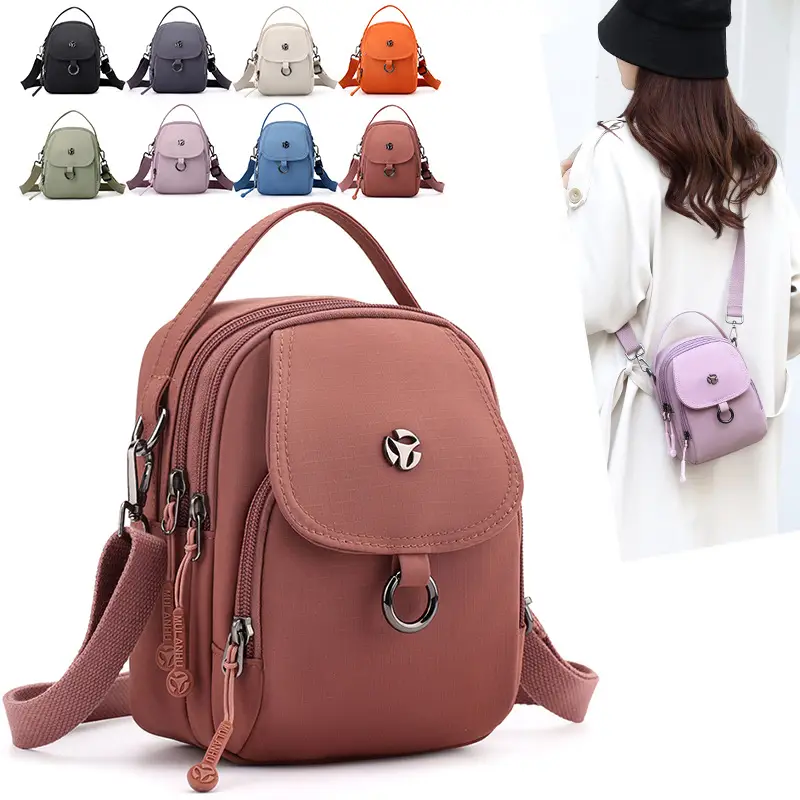 Women's Multi-Layer Shoulder Bag Brown Korean Style Mini - Image 9
