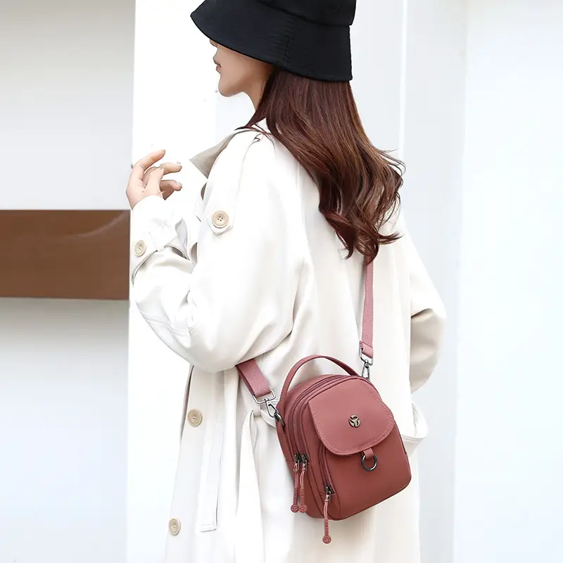 Women's Multi-Layer Shoulder Bag Brown Korean Style Mini - Image 10