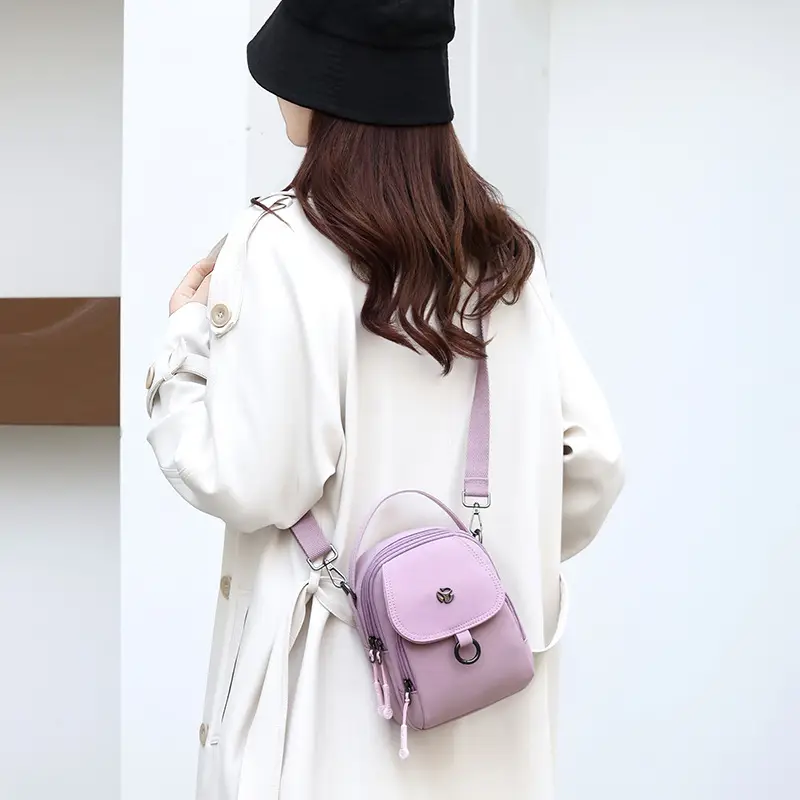 Women's Multi-Layer Shoulder Bag Brown Korean Style Mini - Image 12
