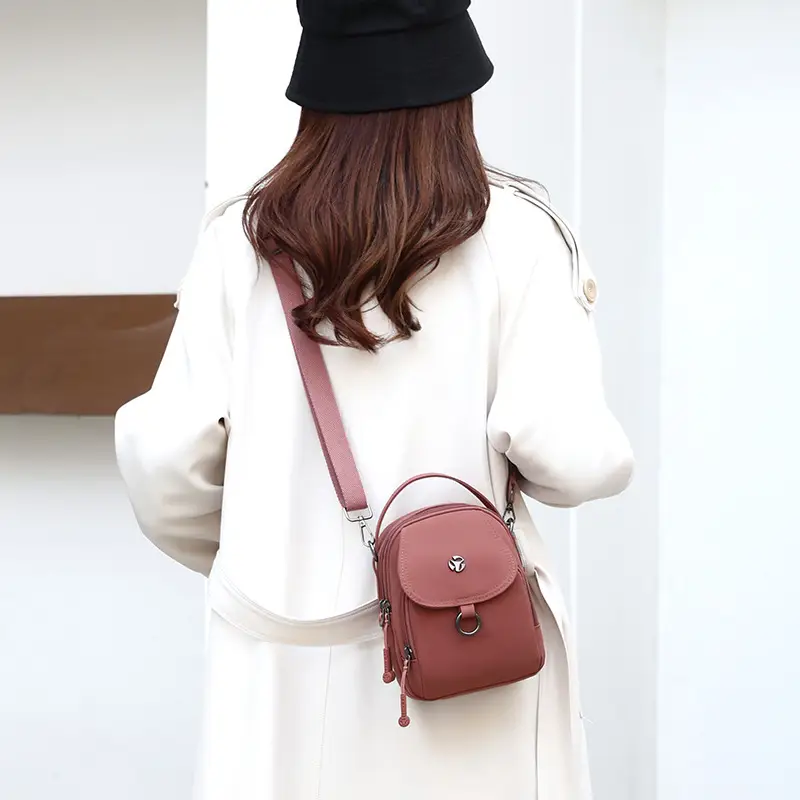 Women's Multi-Layer Shoulder Bag Brown Korean Style Mini - Image 13