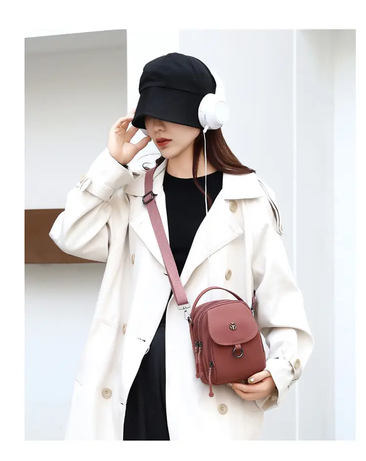 Women's Multi-Layer Shoulder Bag Brown Korean Style Mini — feature 16